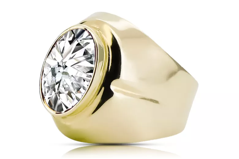 Zircon Or jaune 14 carats Anneau Artisanat vintage vrc296y